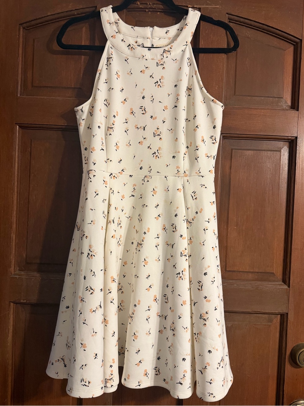 Copper Key Cream Dress with Peach and Black Floral Print